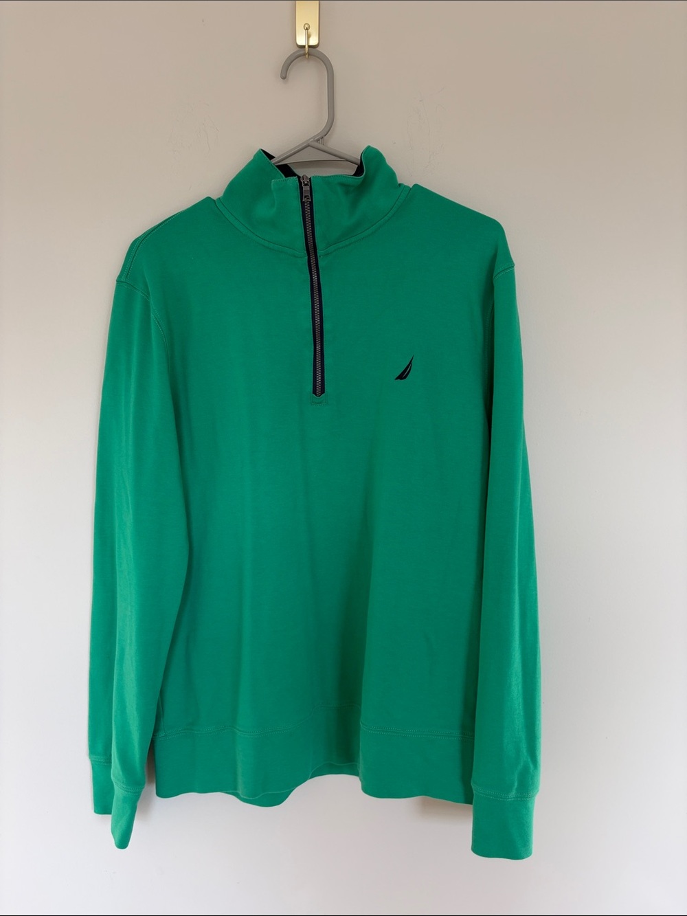 Nautica Green Quarter-Zip Pullover Sweater